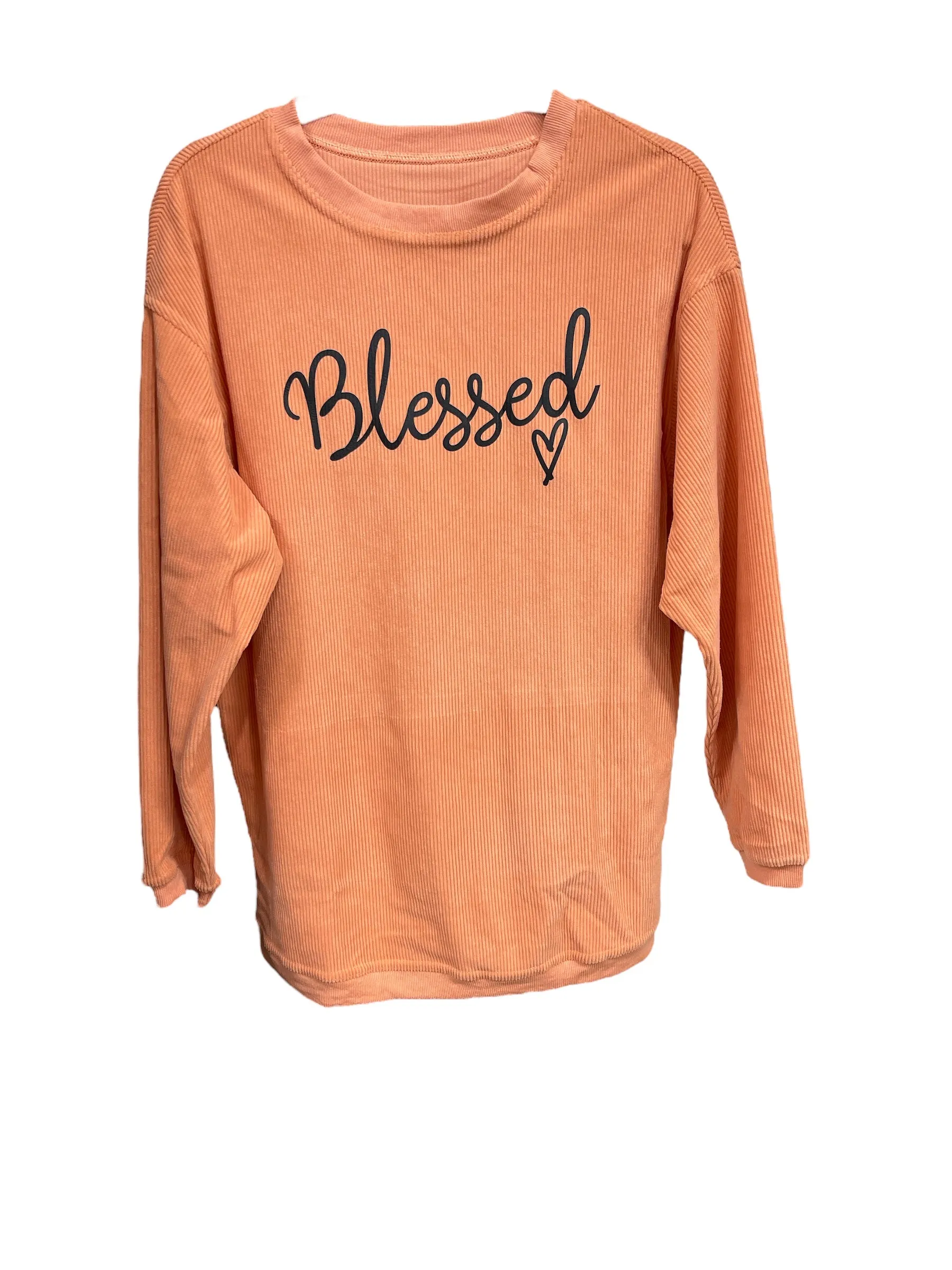 Ribbed "Blessed" Long Sleeve Top