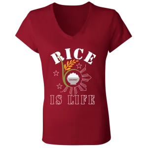 RIce is Life Seeds Ladies Jersey V-Neck T-Shirt