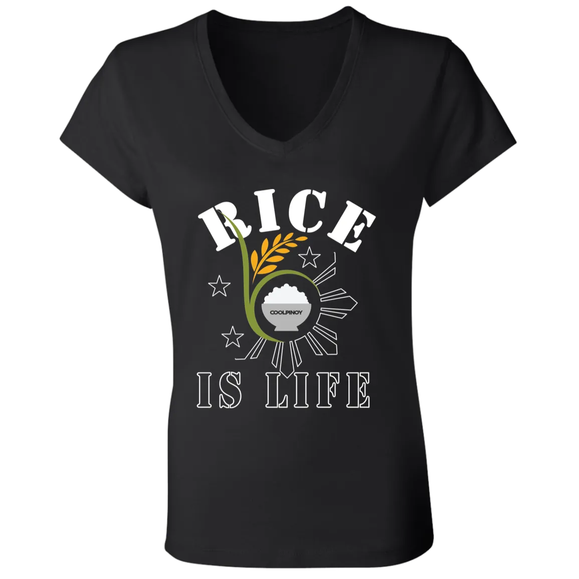 RIce is Life Seeds Ladies Jersey V-Neck T-Shirt
