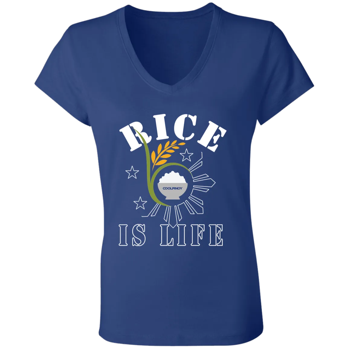 RIce is Life Seeds Ladies Jersey V-Neck T-Shirt