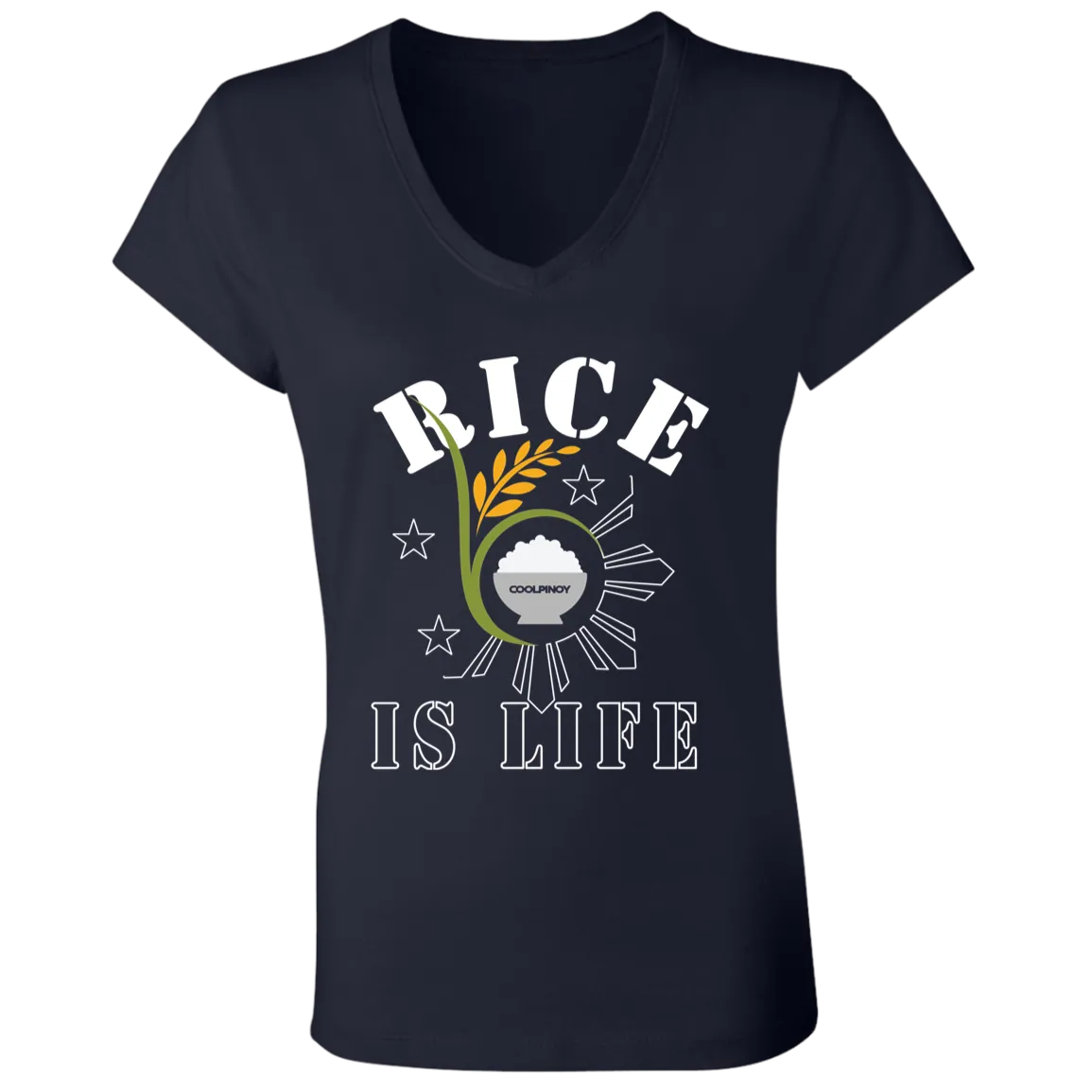 RIce is Life Seeds Ladies Jersey V-Neck T-Shirt