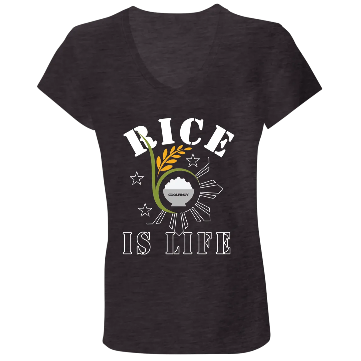 RIce is Life Seeds Ladies Jersey V-Neck T-Shirt