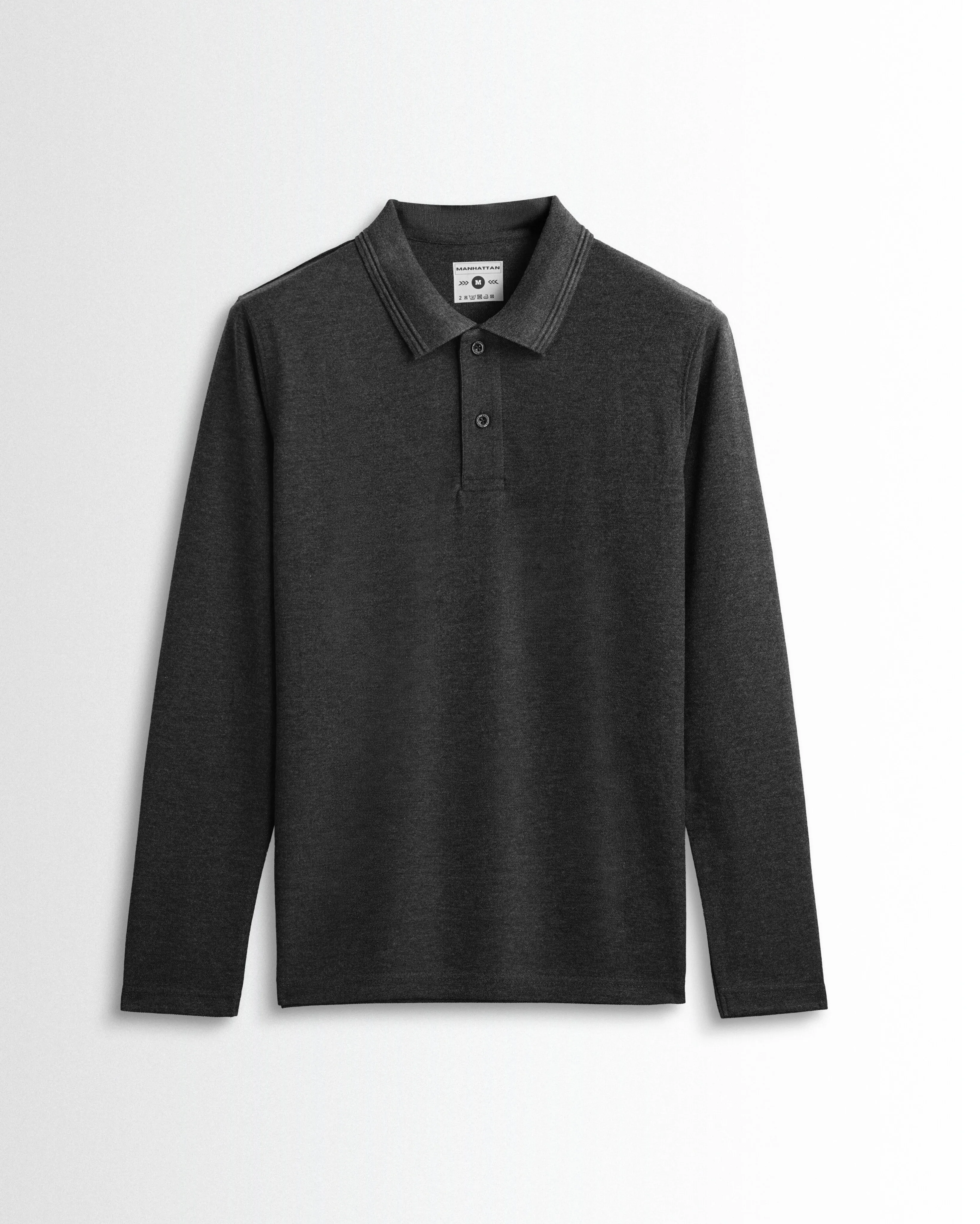Rich in Cotton Polo Full Sleeve Unisex Dark Grey Without Pocket