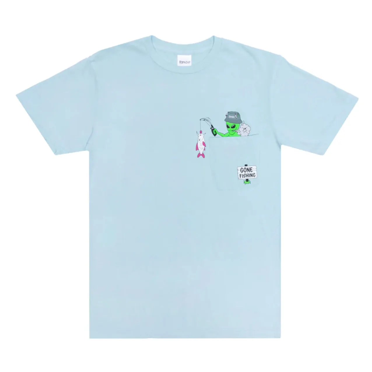 RIPNDIP Gone Fishing Pocket T-shirt Baby Blue