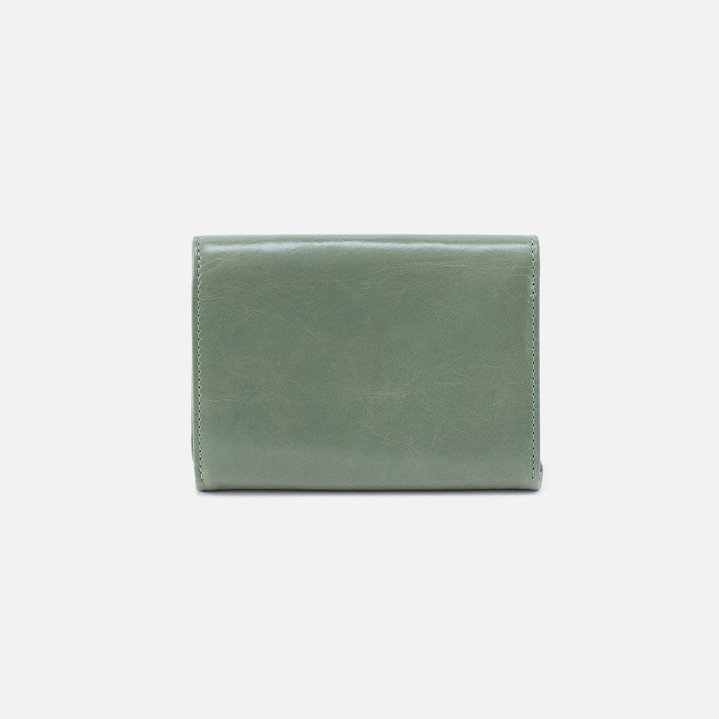 Robin Compact Wallet In Polished Leather - Jade