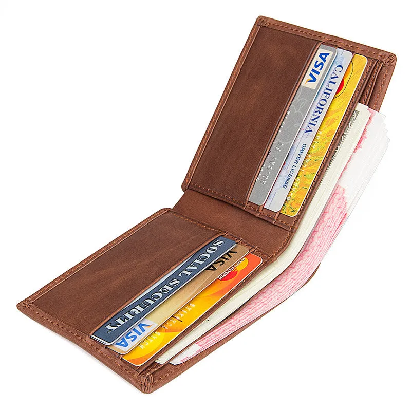 Rockcow Top Grain Leather Wallets Minimalist Leather Wallet Card Holder Clutch 8029SX