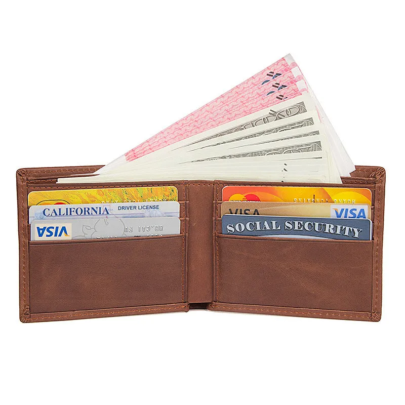 Rockcow Top Grain Leather Wallets Minimalist Leather Wallet Card Holder Clutch 8029SX