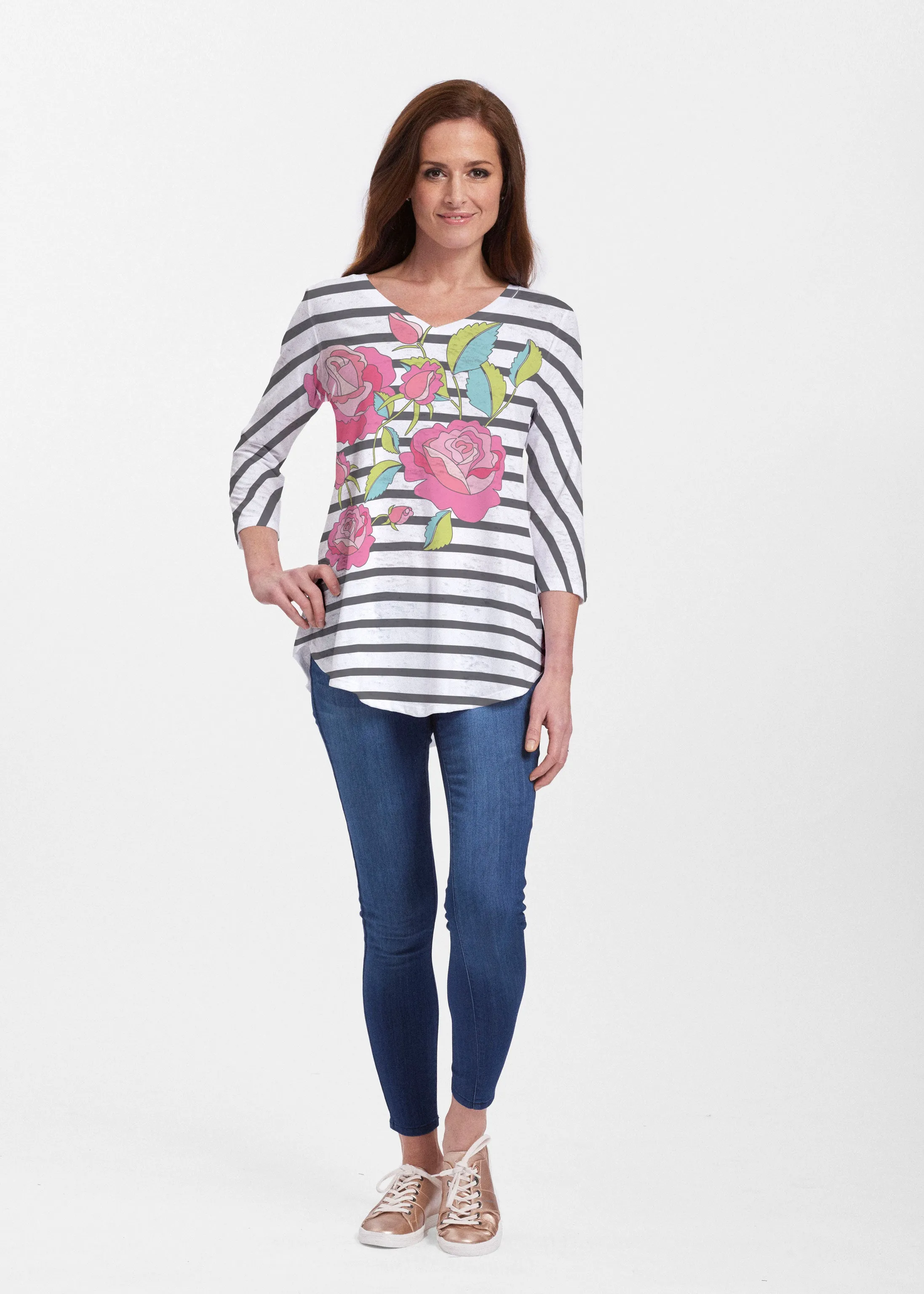 Rosie Stripe (14226) ~ Signature V-neck Flowy Tunic