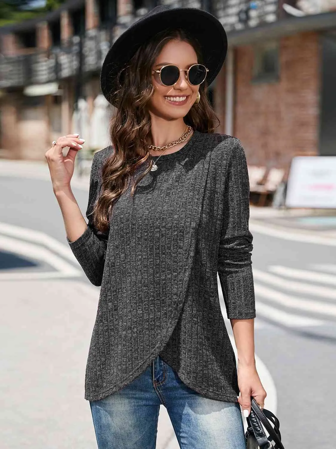Round Neck Long Sleeve Top (5 Colors)