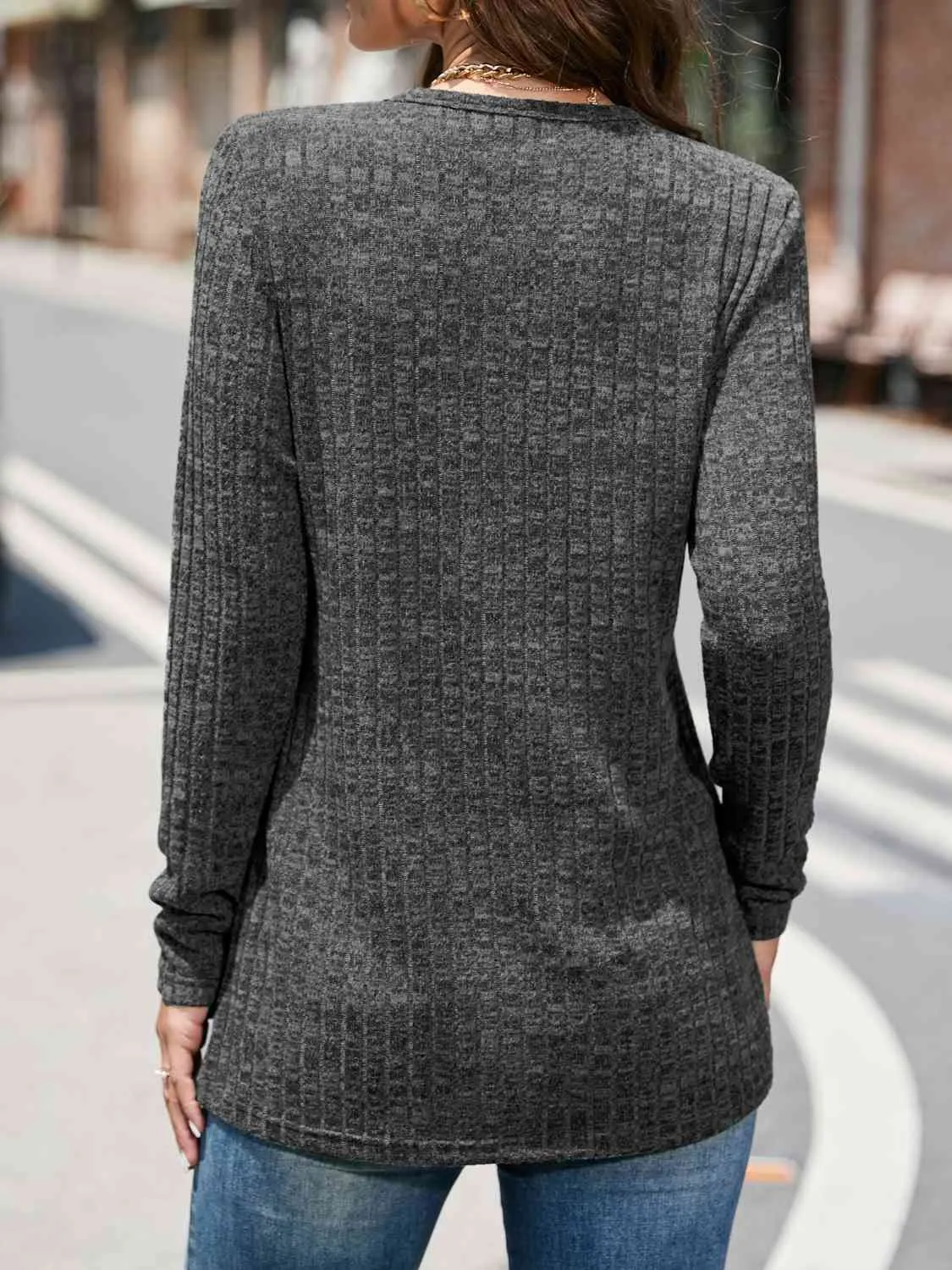 Round Neck Long Sleeve Top (5 Colors)