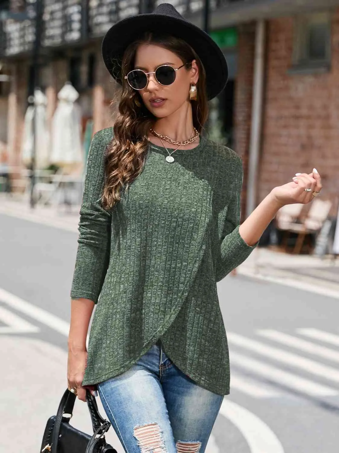 Round Neck Long Sleeve Top (5 Colors)