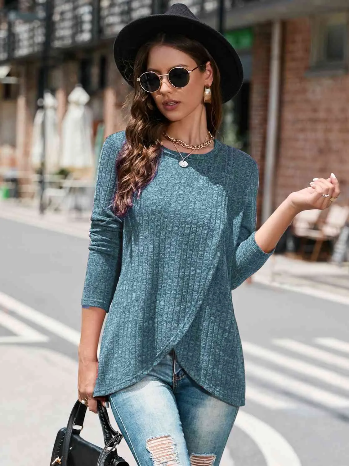 Round Neck Long Sleeve Top (5 Colors)