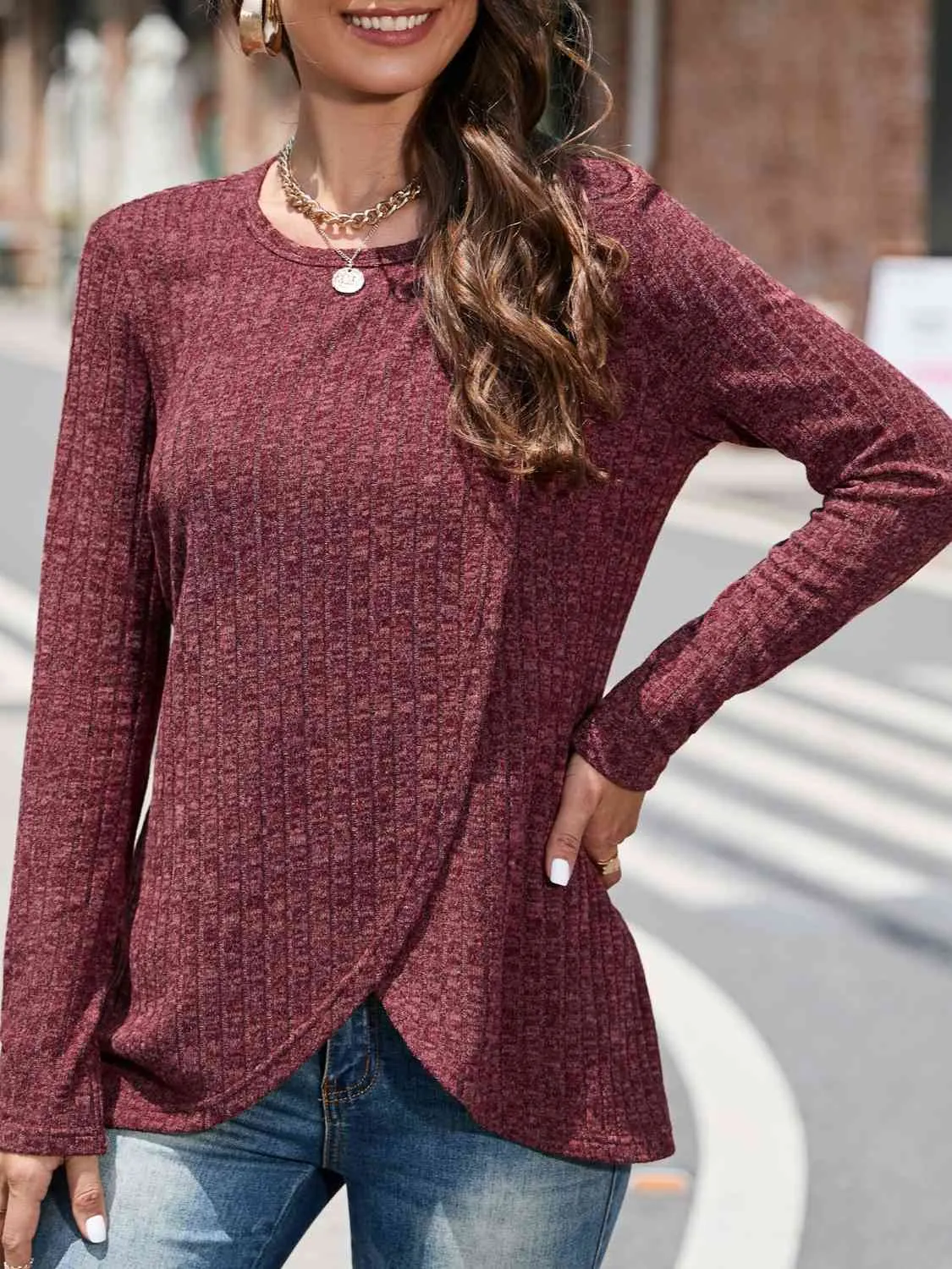 Round Neck Long Sleeve Top (5 Colors)
