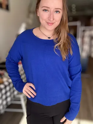 Royal Blue Front Seam Long Sleeve Top