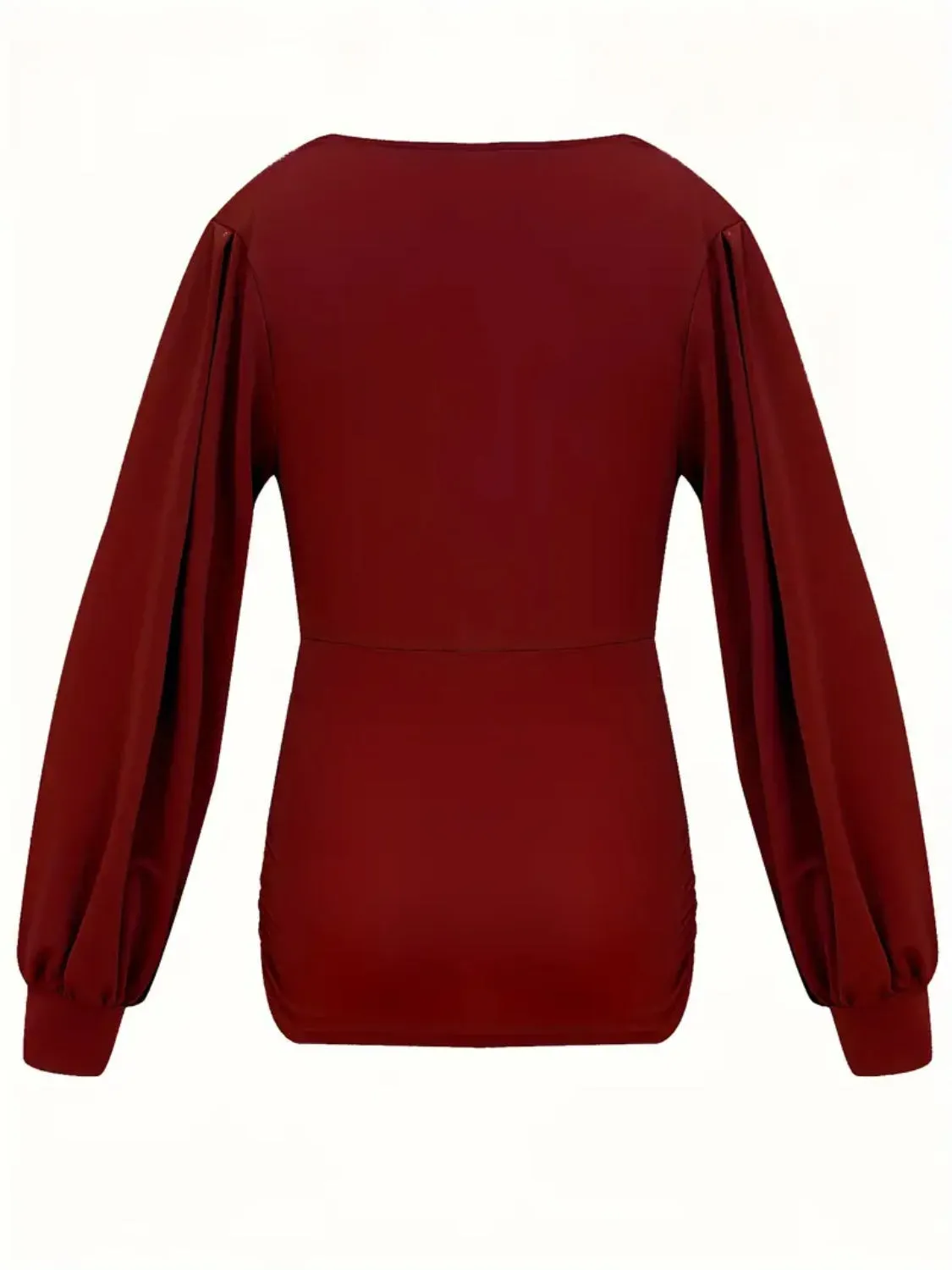 Ruched V-Neck Long Sleeve Top