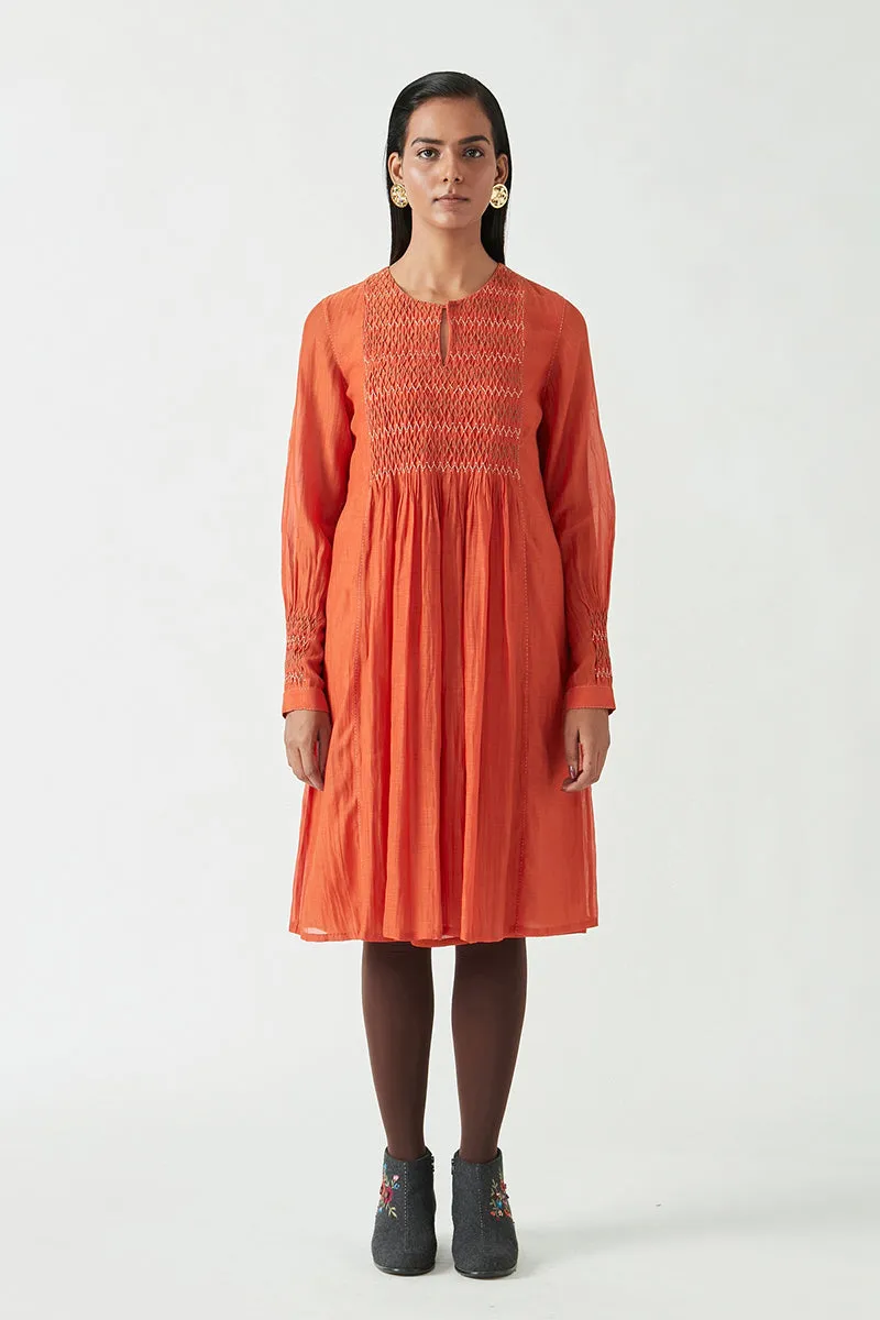 Rust Saffron Audrina Smocking Tunic