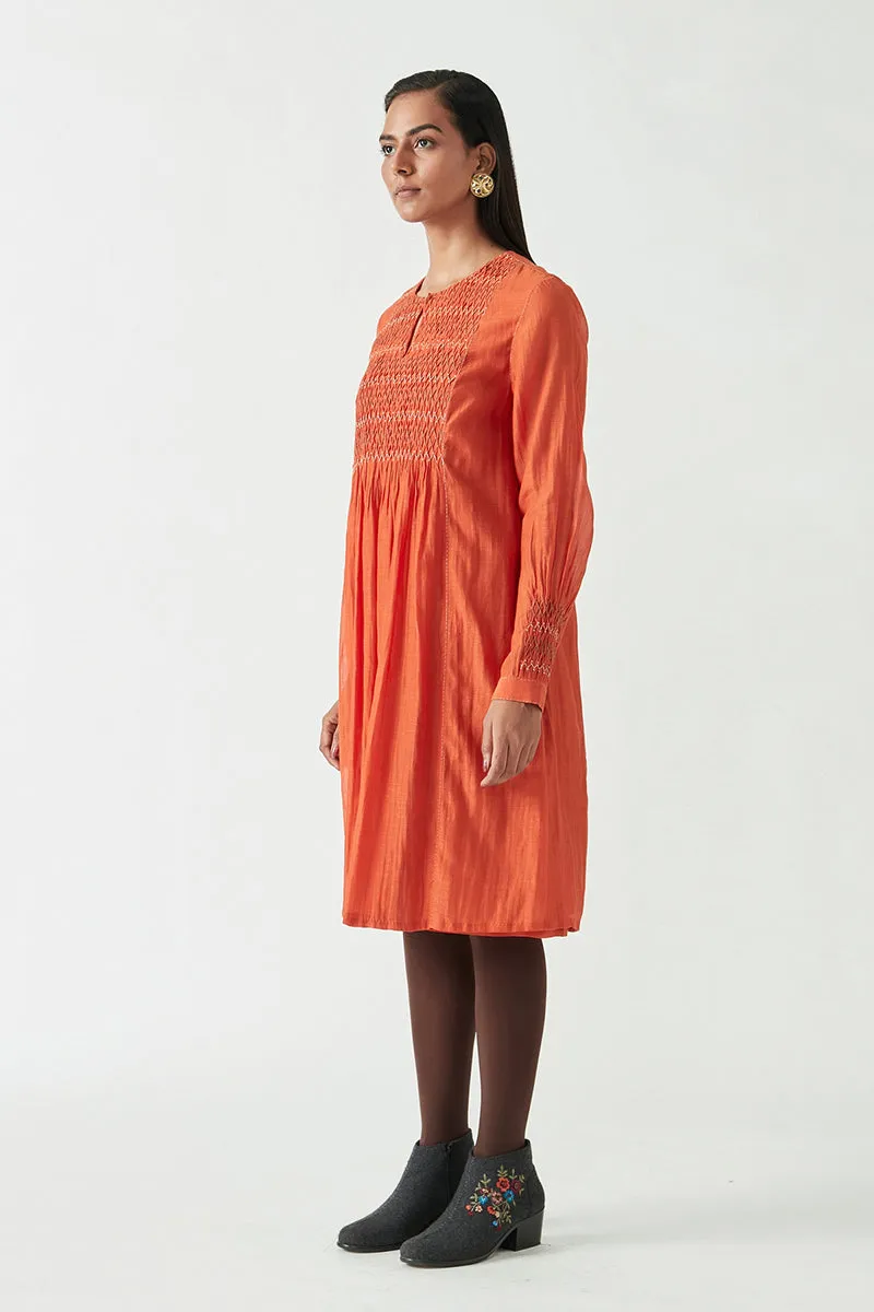 Rust Saffron Audrina Smocking Tunic