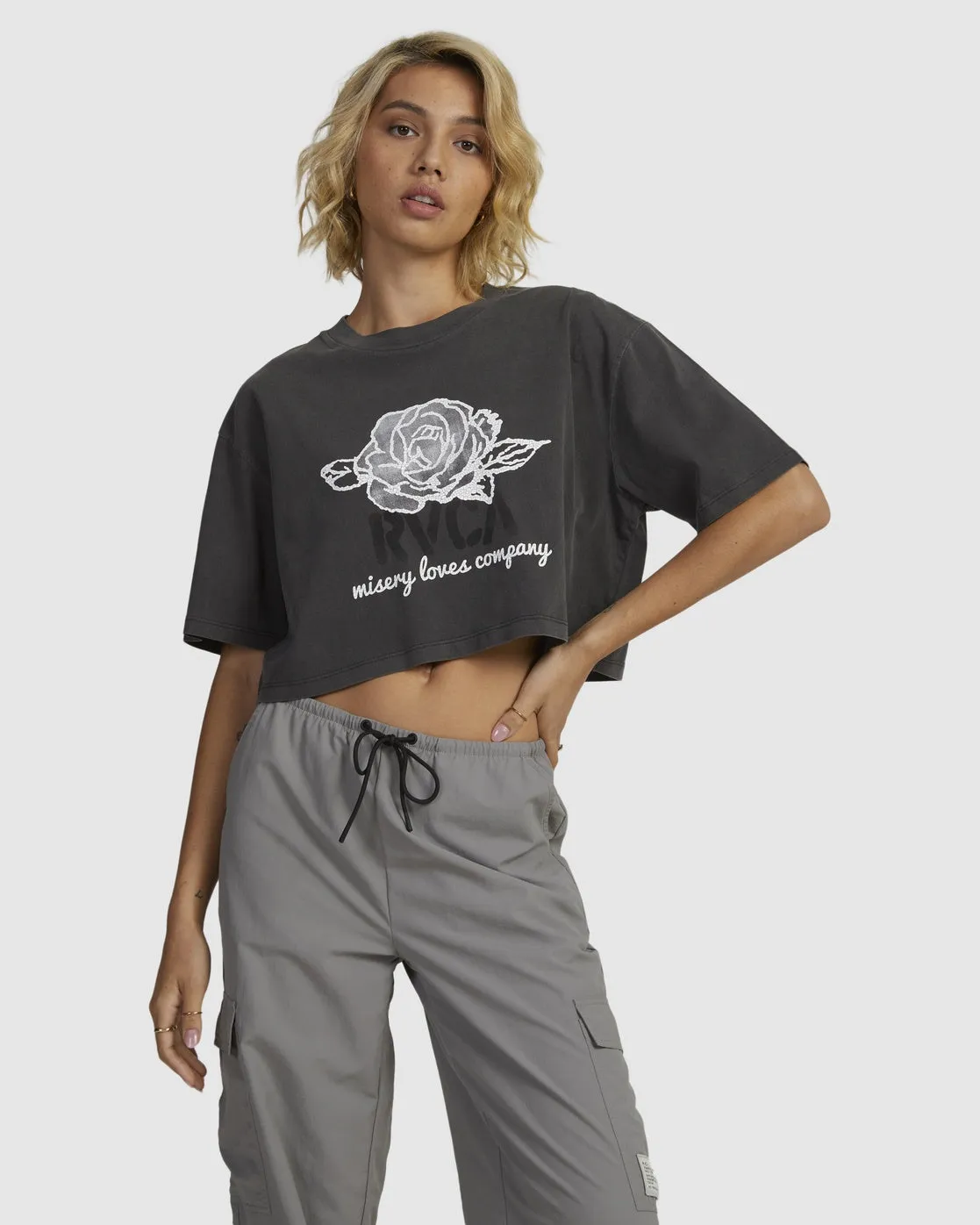 RVCA Company Half Tee WASHED BLACK