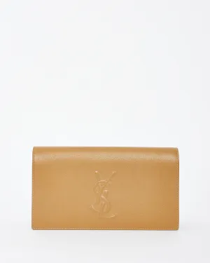 Saint Laurent Beige Calfskin Leather YSL Belle De Jour Clutch