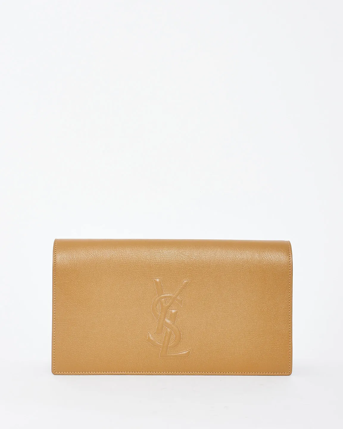 Saint Laurent Beige Calfskin Leather YSL Belle De Jour Clutch