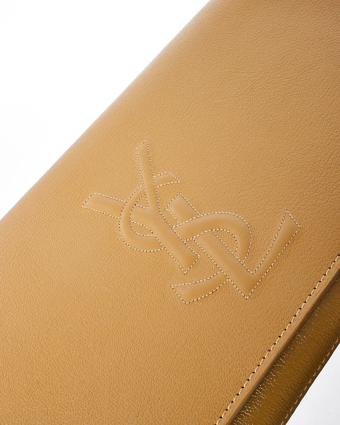 Saint Laurent Beige Calfskin Leather YSL Belle De Jour Clutch