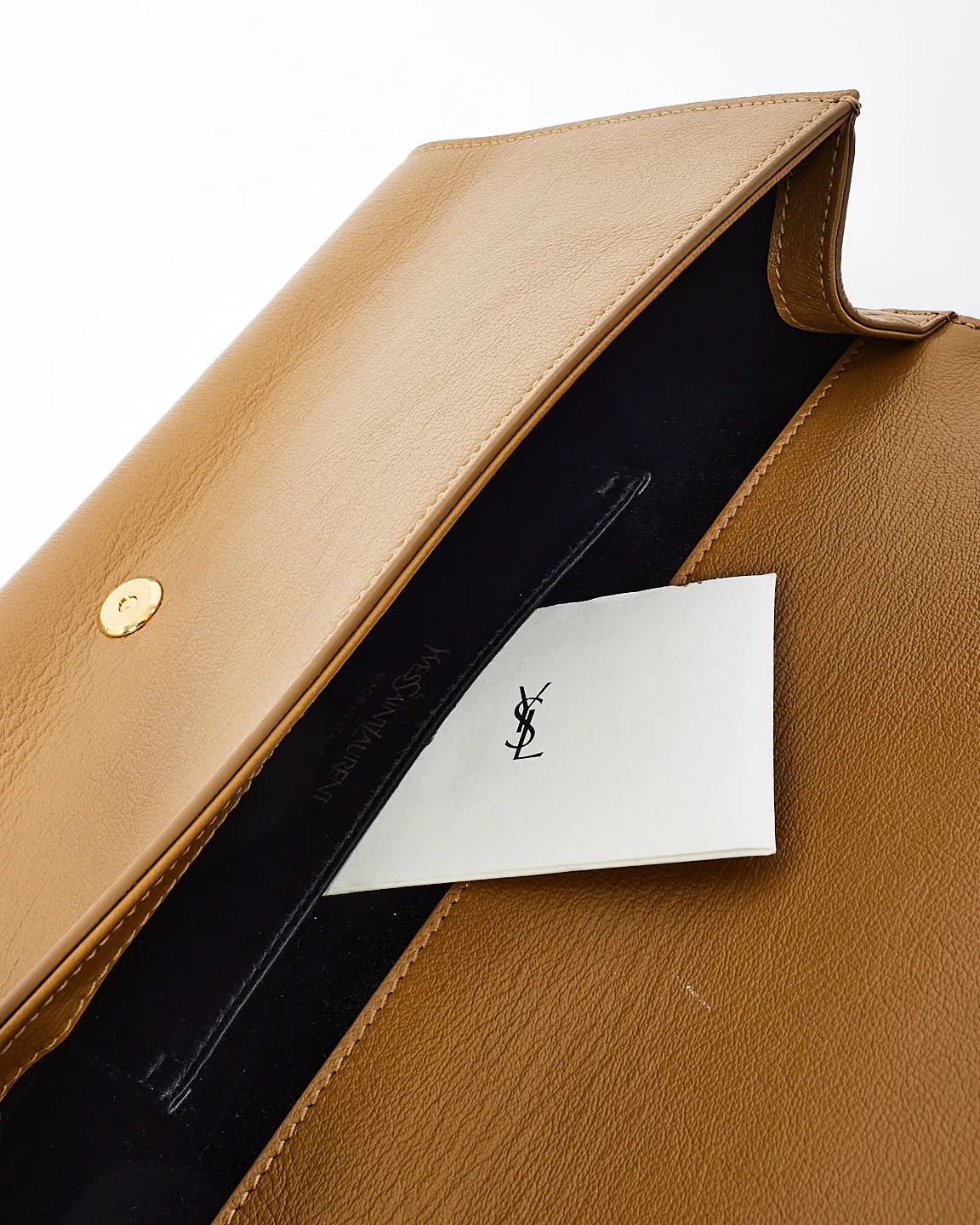 Saint Laurent Beige Calfskin Leather YSL Belle De Jour Clutch