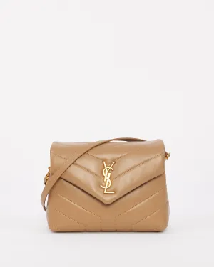 Saint Laurent Beige Y Chevron Leather Loulou Toy Shoulder Bag