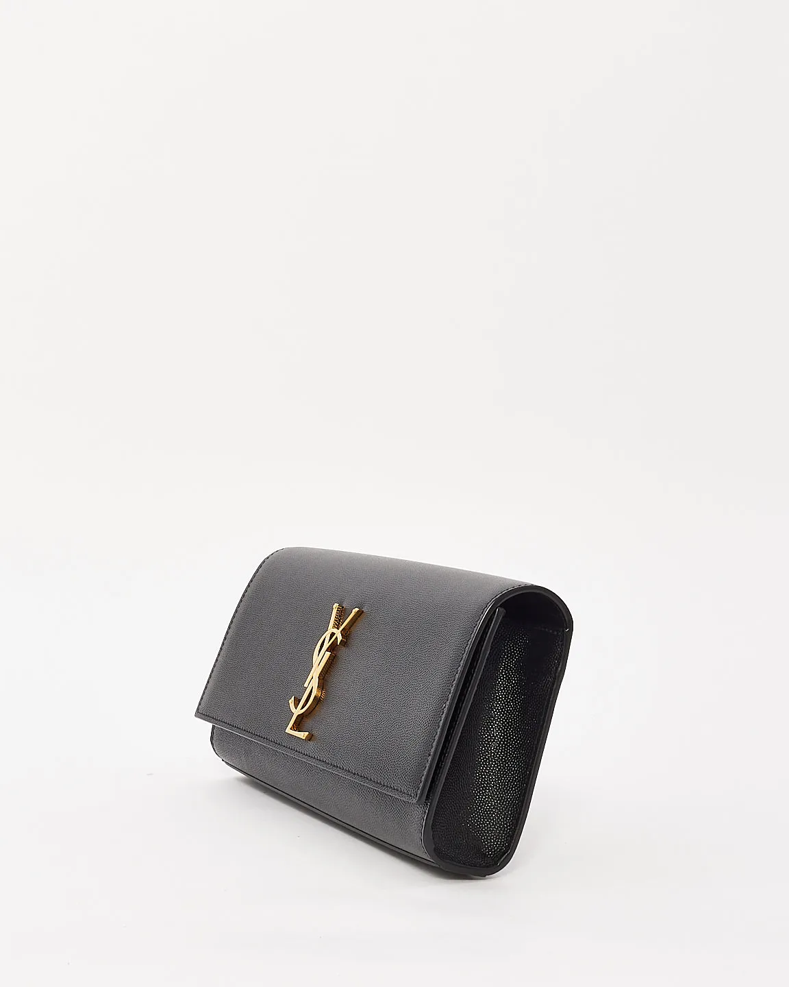 Saint Laurent Black Grain de Poudre Leather Kate Clutch