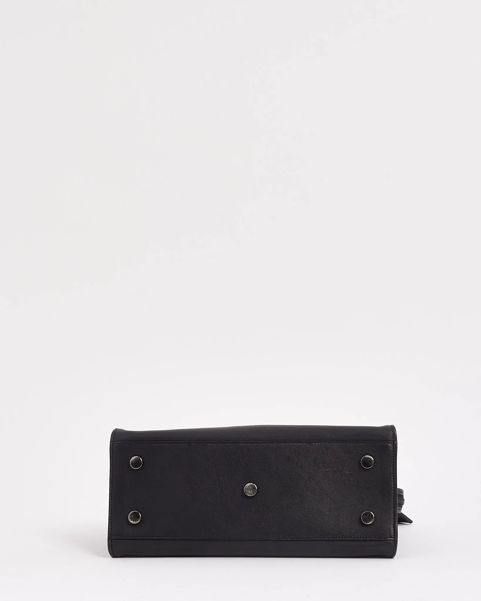 Saint Laurent Black Leather Monogram Cabas Baby 2-Way Tote