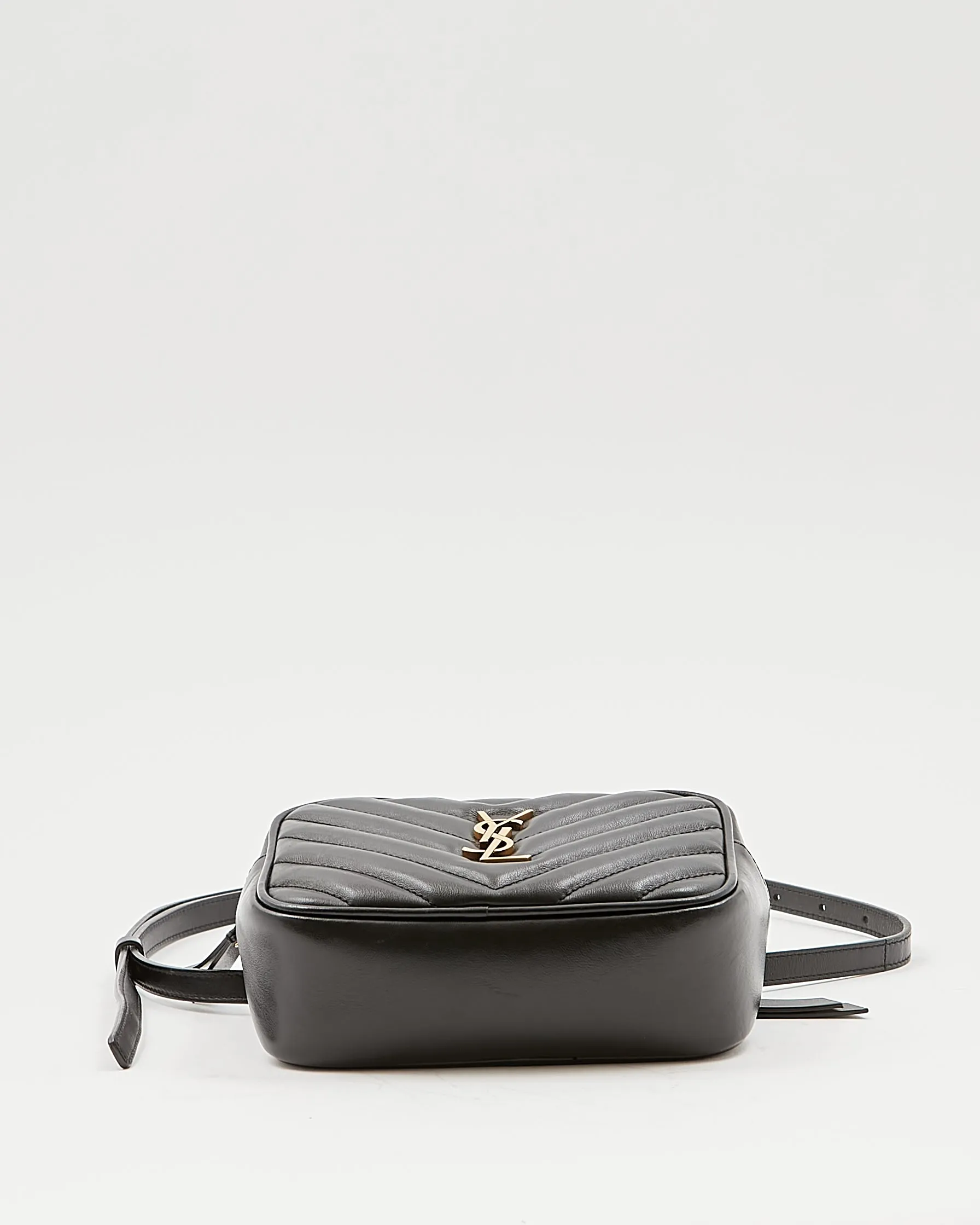 Saint Laurent Black Leather Monogram Matelassé Lou Belt Bag