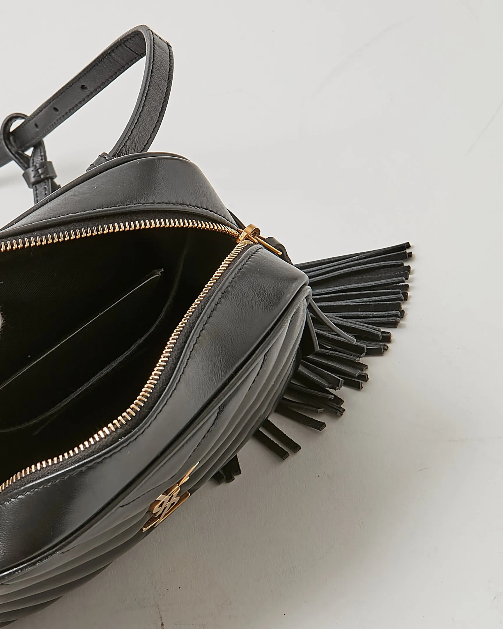 Saint Laurent Black Leather Monogram Matelassé Lou Belt Bag