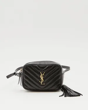 Saint Laurent Black Leather Monogram Matelassé Lou Belt Bag