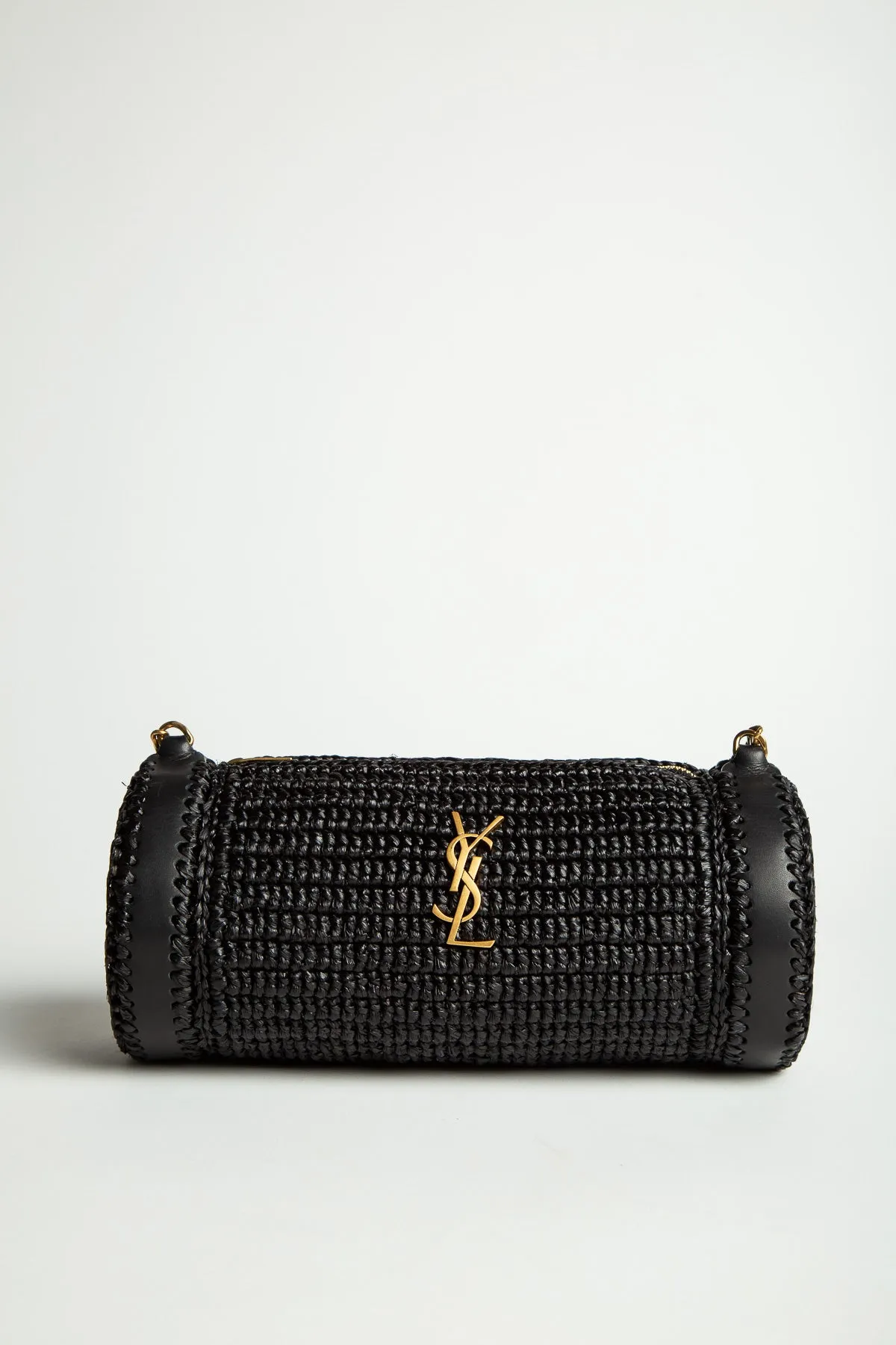 SAINT LAURENT | CASSANDRE SMALL CYLINDER RAFFIA BAG