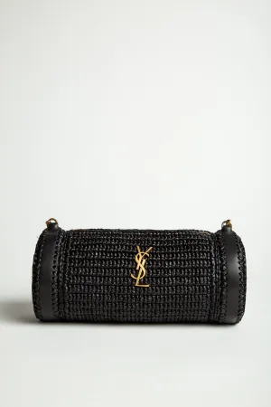SAINT LAURENT | CASSANDRE SMALL CYLINDER RAFFIA BAG
