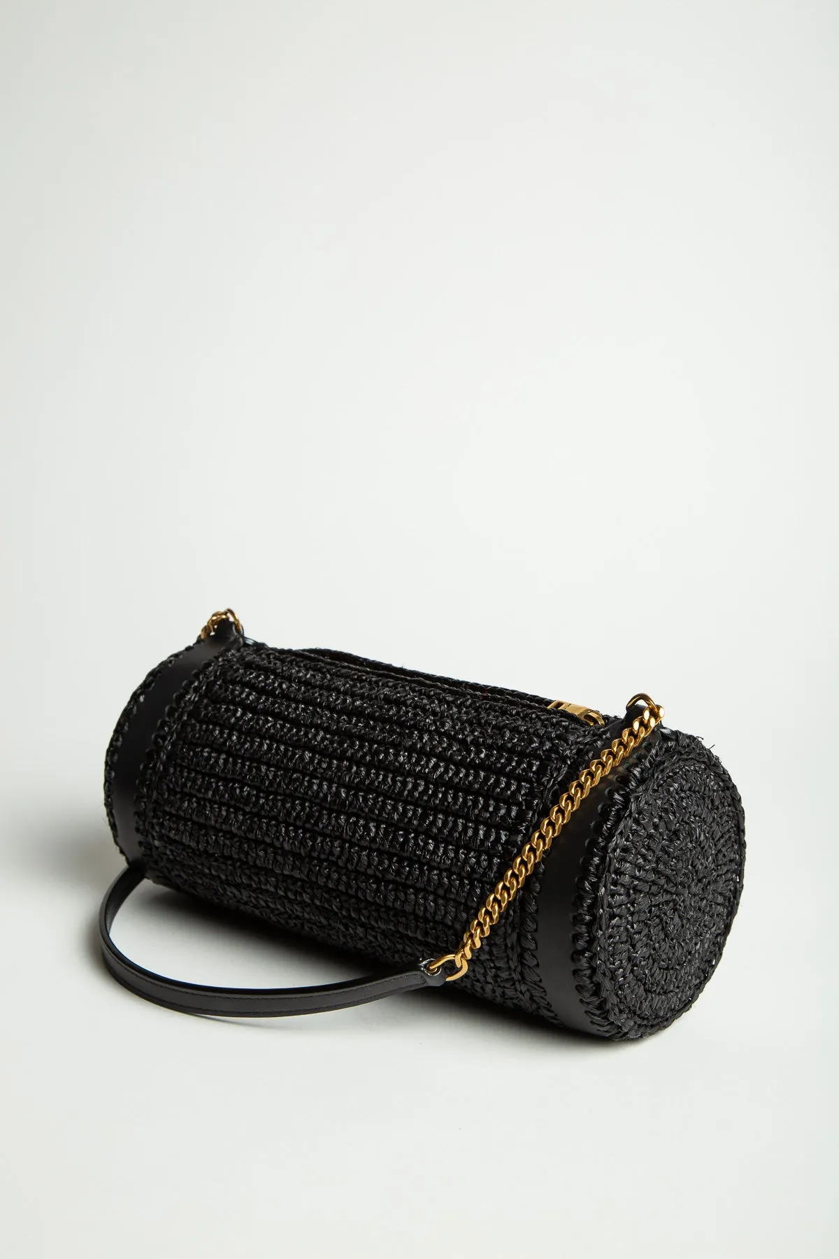 SAINT LAURENT | CASSANDRE SMALL CYLINDER RAFFIA BAG
