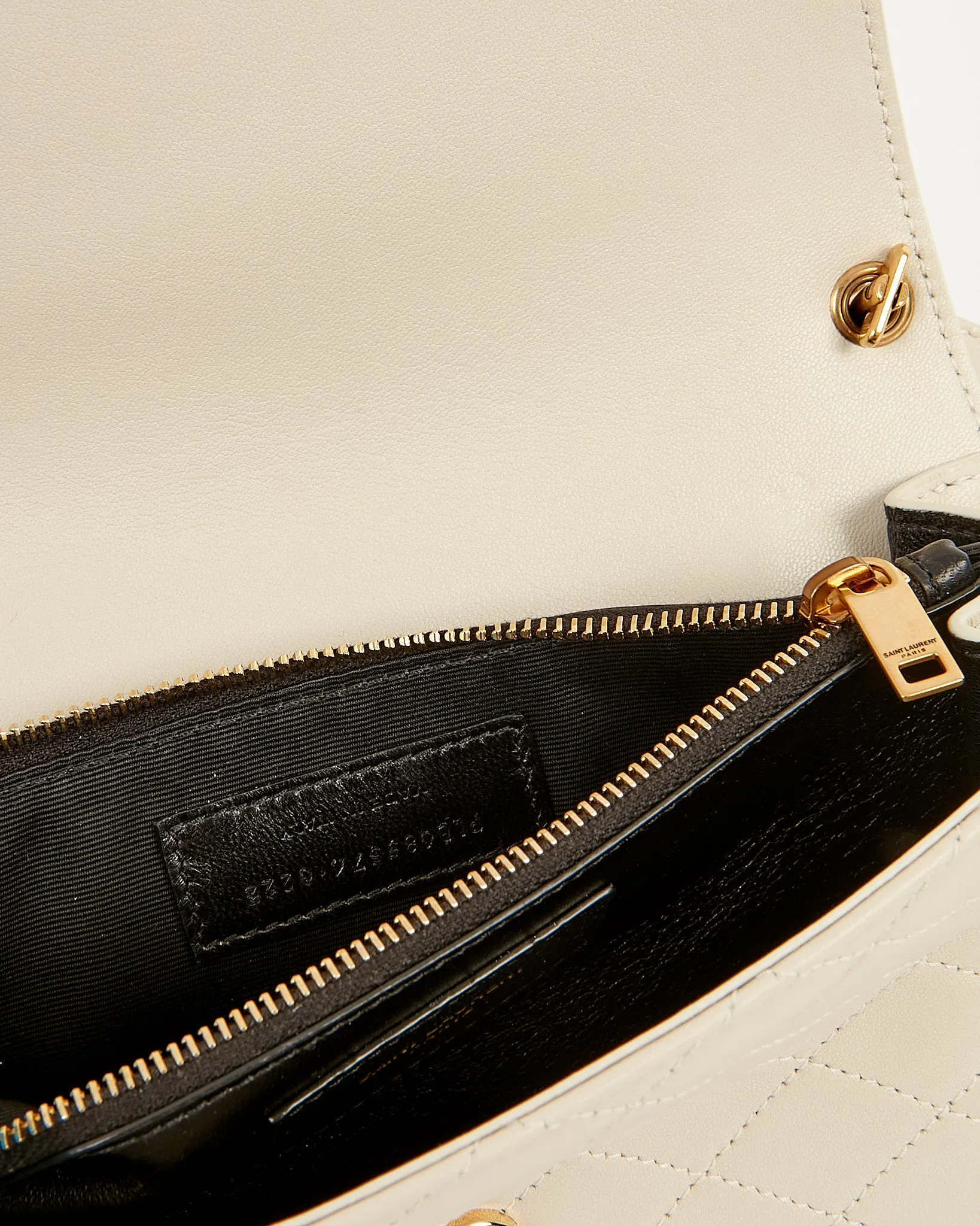 Saint Laurent Off White Quilted Mini Gaby Quilted Flap Bag