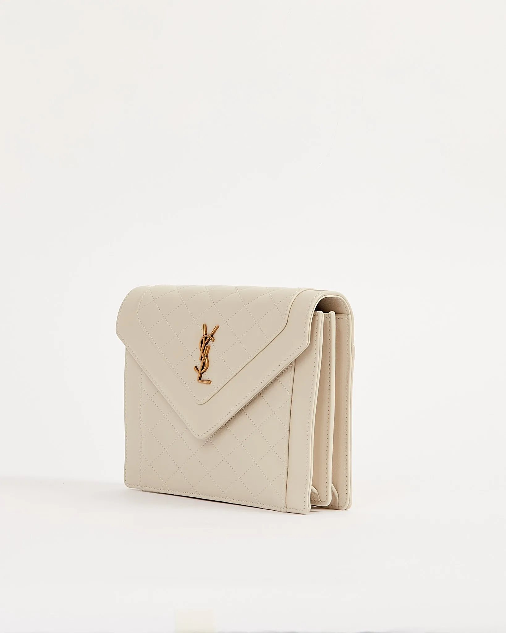 Saint Laurent Off White Quilted Mini Gaby Quilted Flap Bag