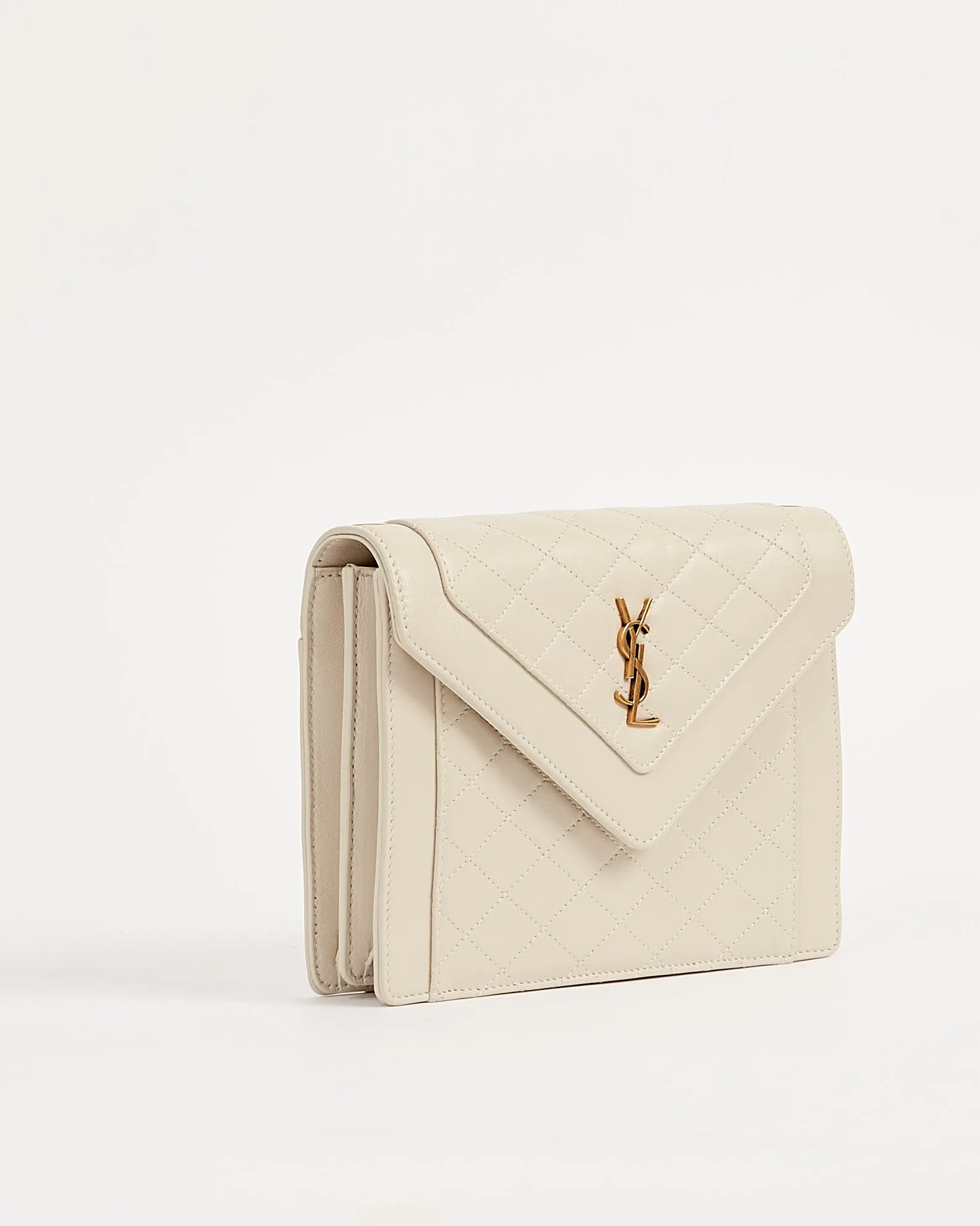 Saint Laurent Off White Quilted Mini Gaby Quilted Flap Bag