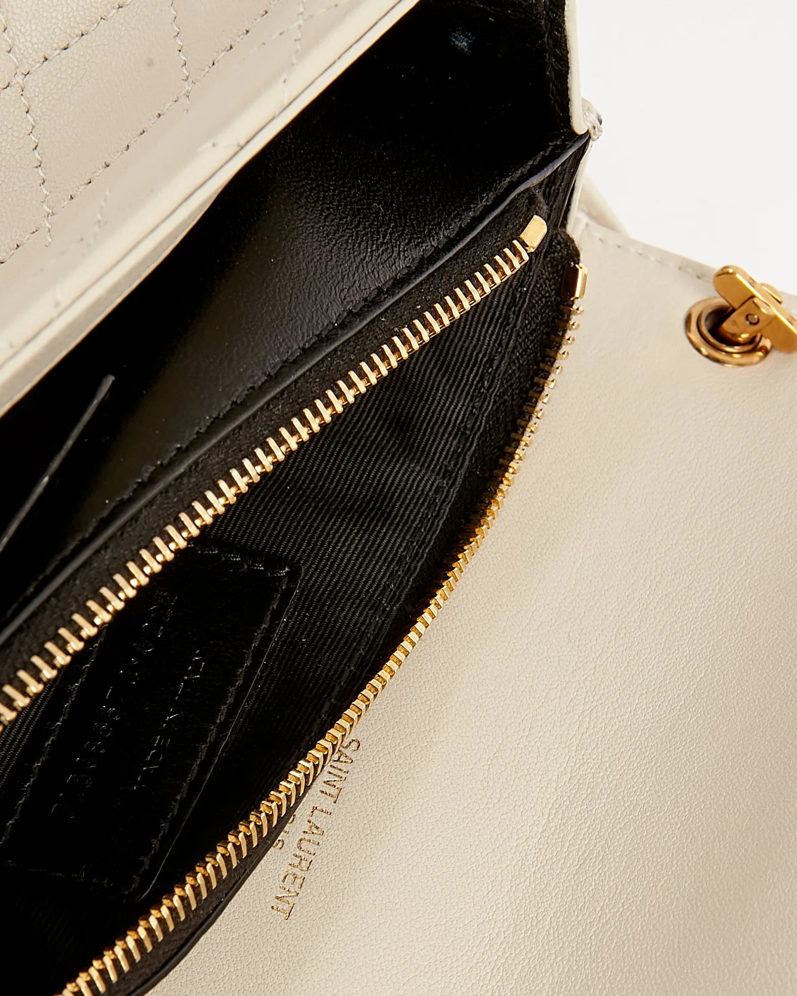 Saint Laurent Off White Quilted Mini Gaby Quilted Flap Bag