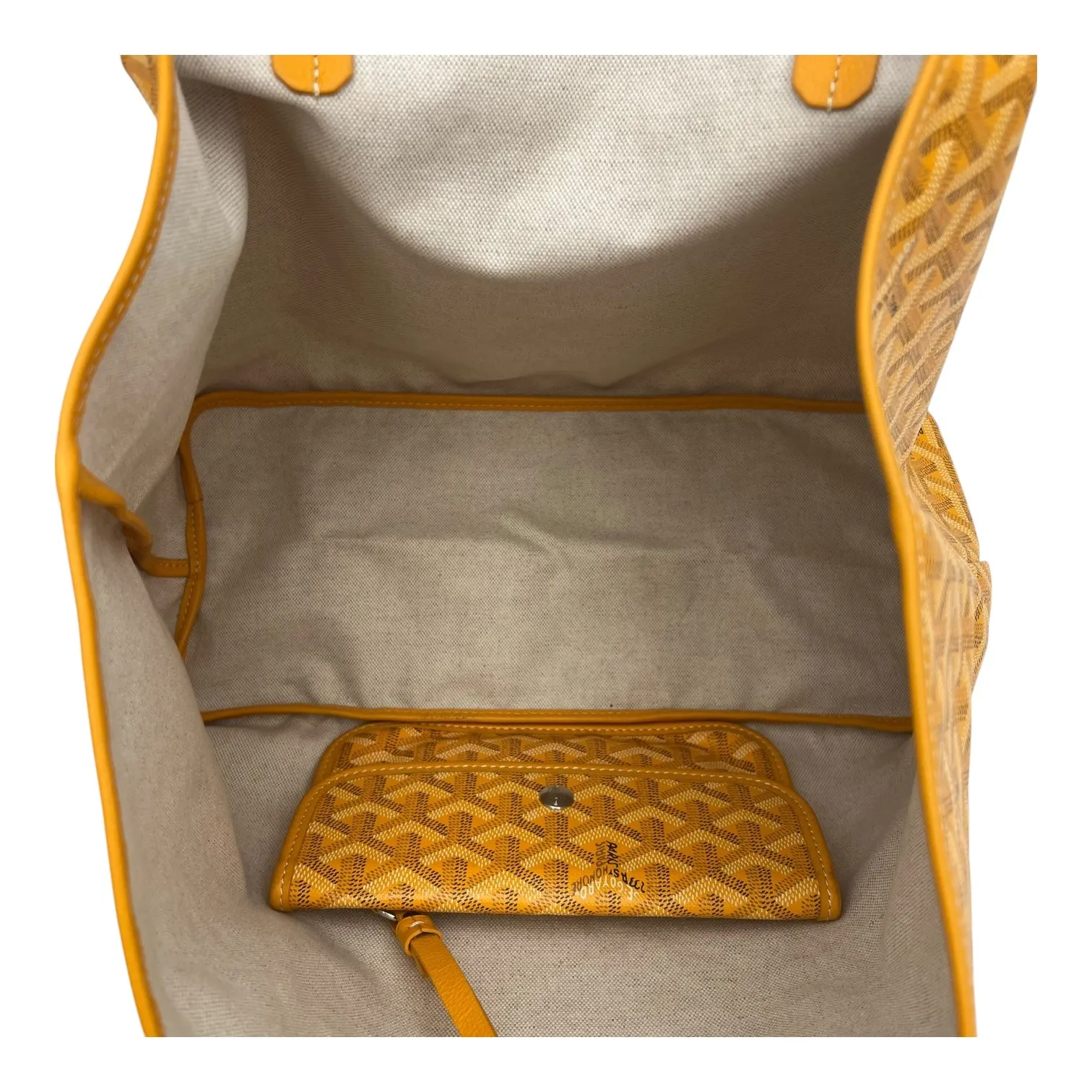 Saint Louis PM Yellow Tote Bag in Coated Canvas, Silver hardware