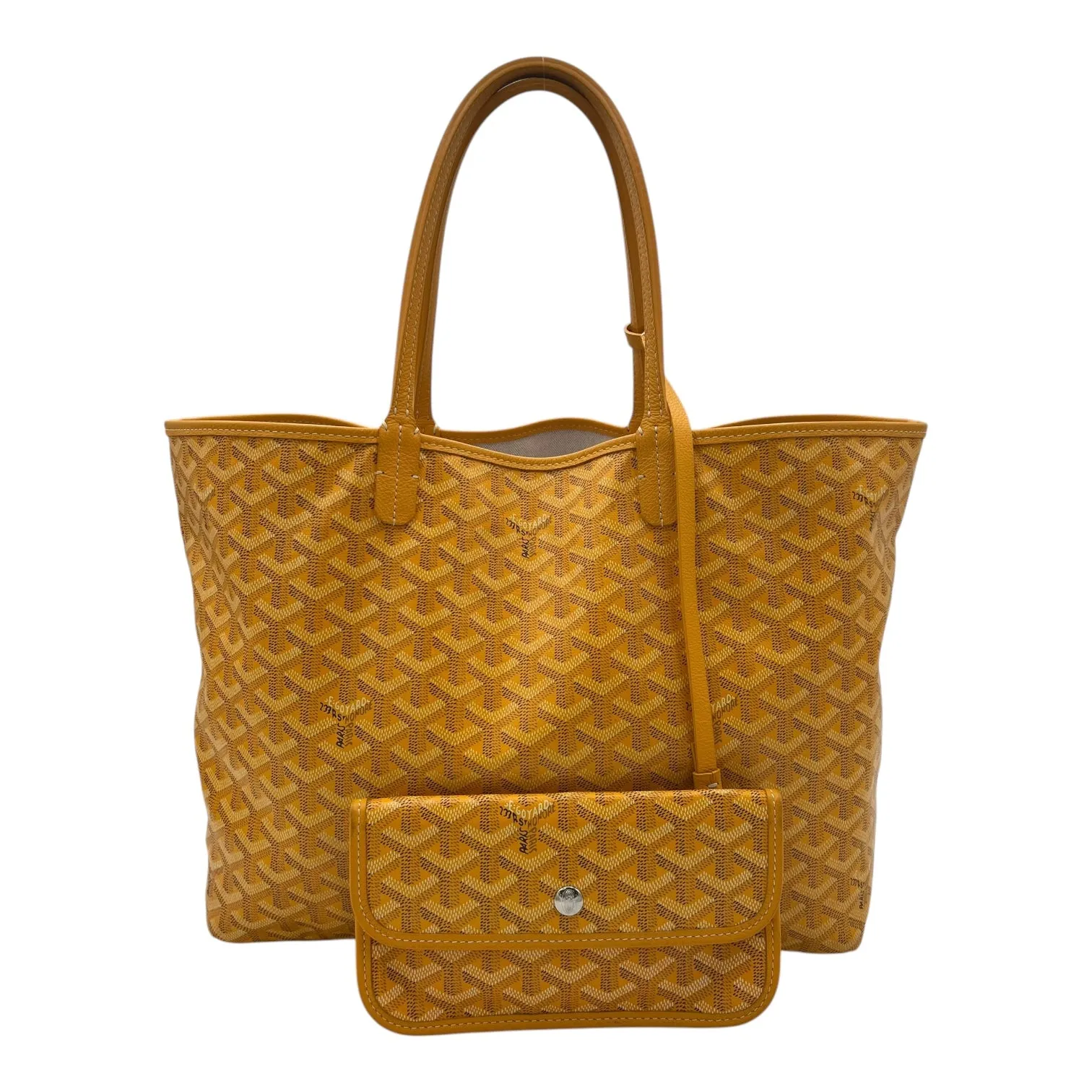 Saint Louis PM Yellow Tote Bag in Coated Canvas, Silver hardware