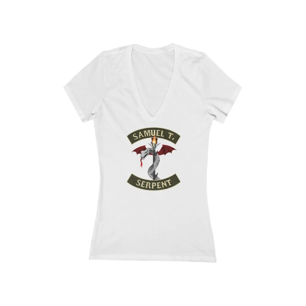 Sam The Serpent Women's Jersey Short Sleeve Deep V-Neck Tee