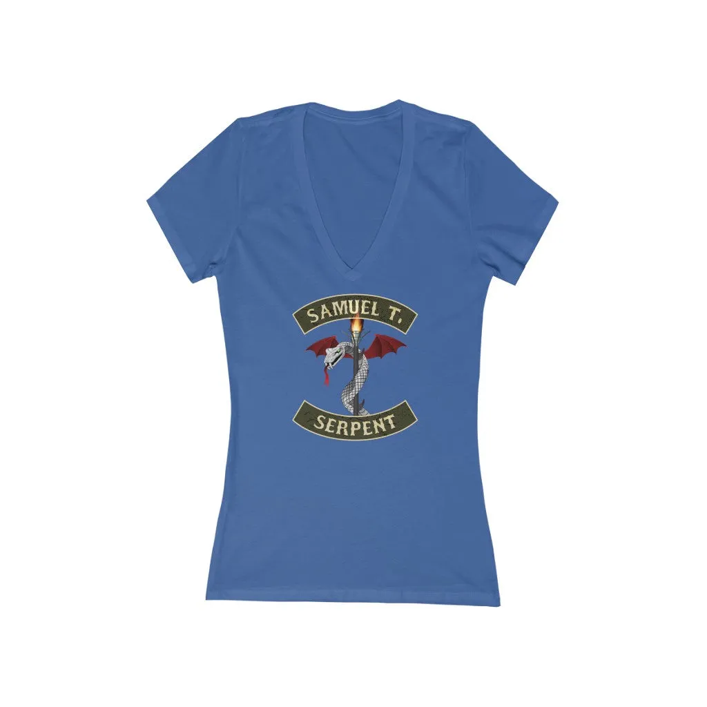 Sam The Serpent Women's Jersey Short Sleeve Deep V-Neck Tee