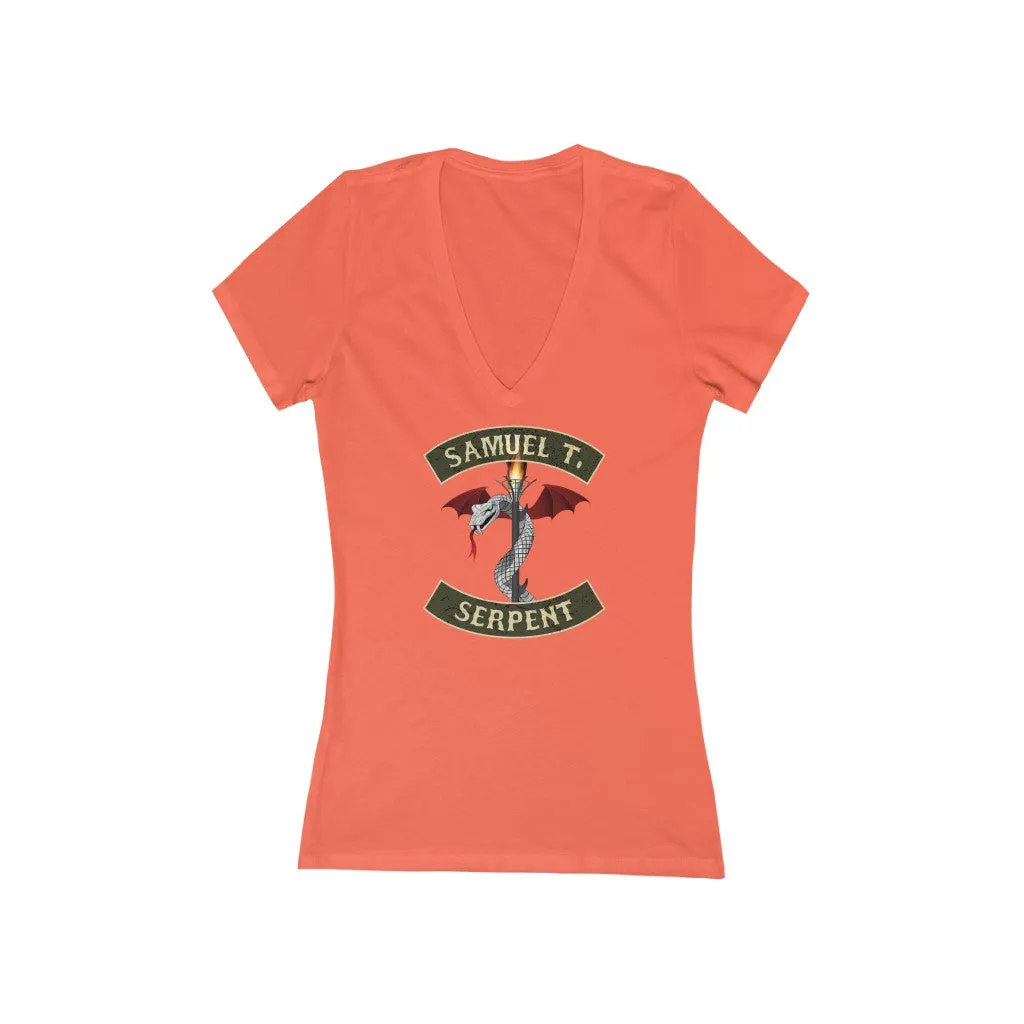 Sam The Serpent Women's Jersey Short Sleeve Deep V-Neck Tee