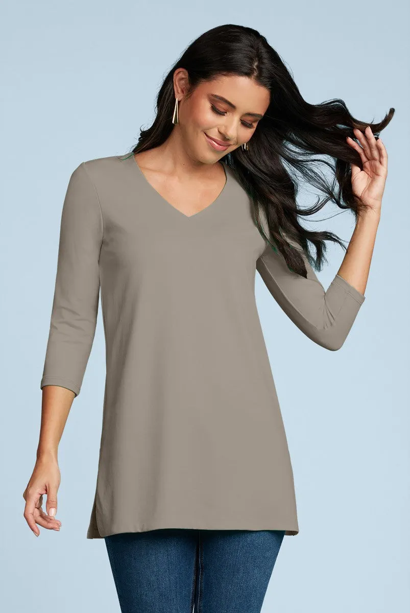 Sandra V-Neck 3/4 Sleeve Tunic - SALE
