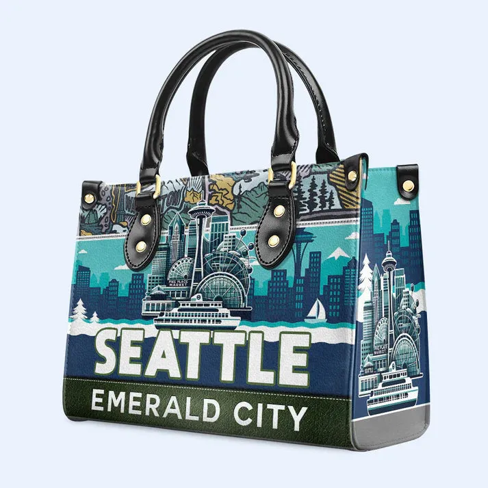 Seattle Emerald City Custom Leather Tote - CHRISTIANARTBAG Urban Charm Collection - CABLTHB19310324.