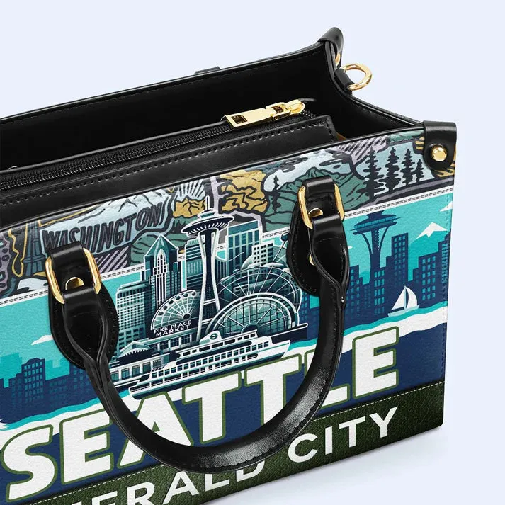 Seattle Emerald City Custom Leather Tote - CHRISTIANARTBAG Urban Charm Collection - CABLTHB19310324.