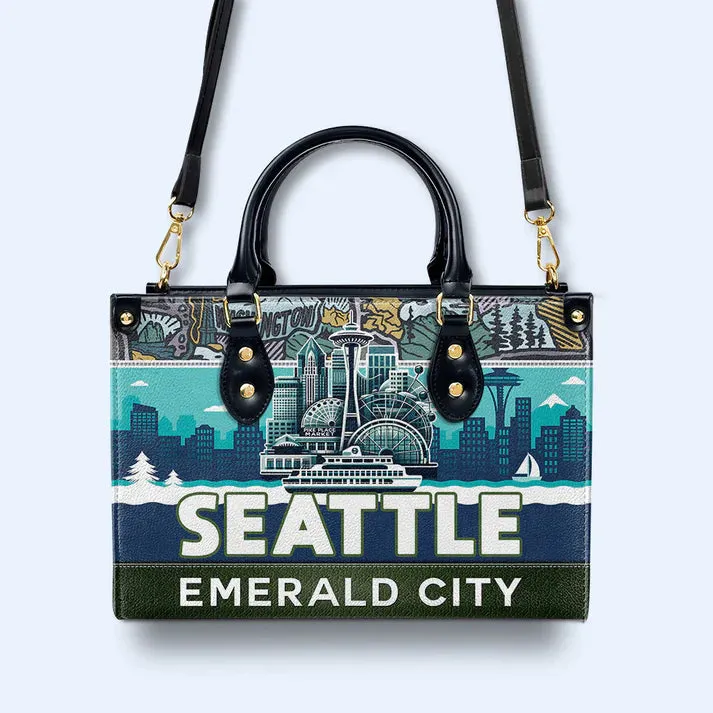 Seattle Emerald City Custom Leather Tote - CHRISTIANARTBAG Urban Charm Collection - CABLTHB19310324.
