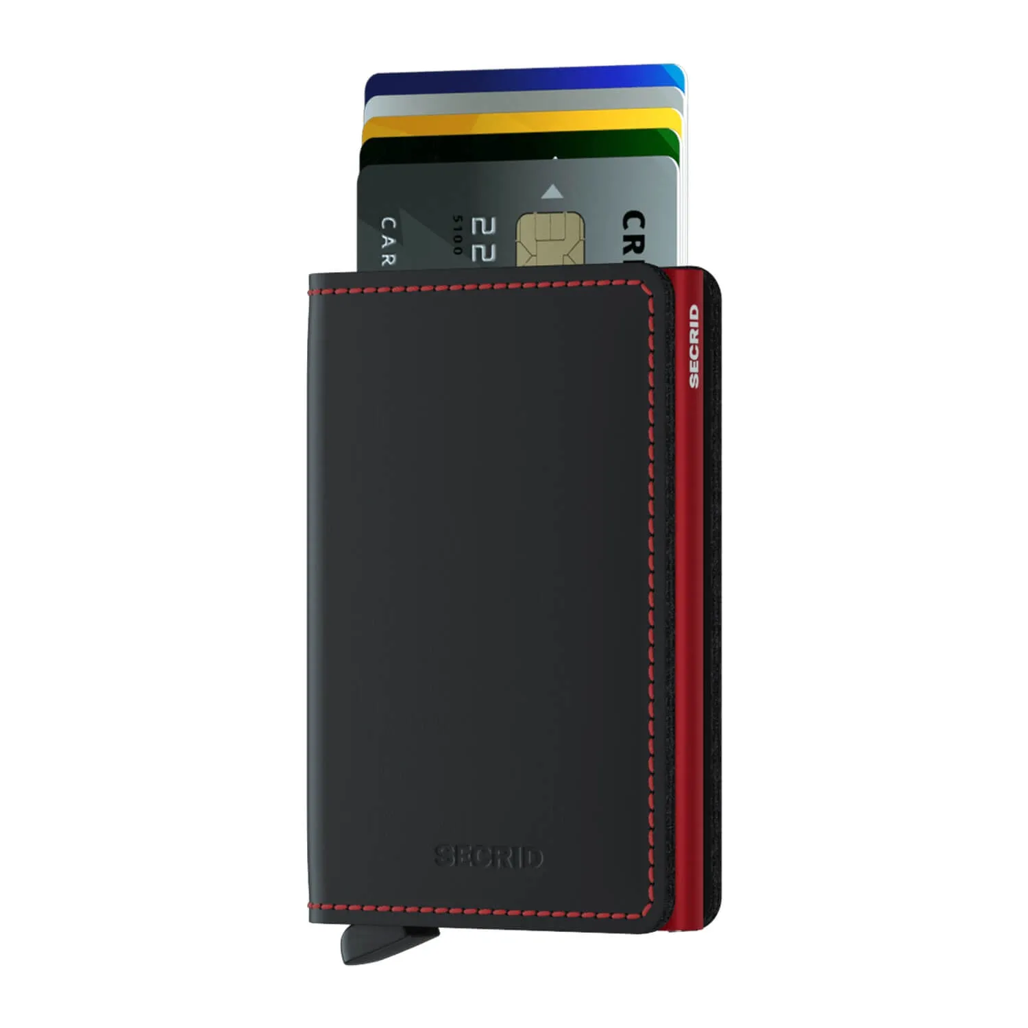 Secrid Slimwallet Matte - Black w/Red Stitch