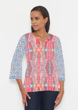 Sedona Sunset (2816) ~ Banded 3/4 Bell-Sleeve V-Neck Tunic